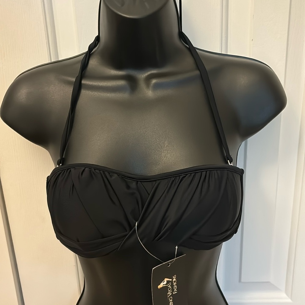 Amazing Vegas Fashions Bikini Top Black Women Size Small